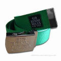 Woven Belt with Steel Buckle and Nice Looking, Customized Logos are Accepted